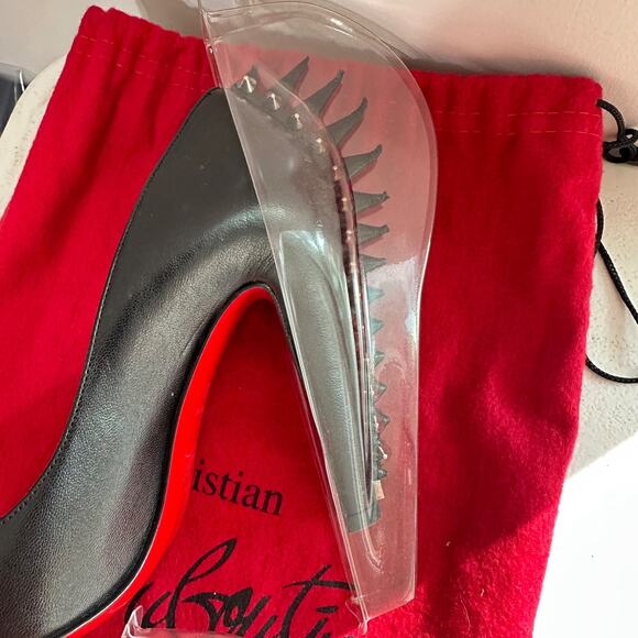 Christian Louboutin Electropump Black Nappa Leather Size 35 Pumps Red Bottoms - Picture 13 of 16
